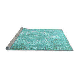 Sideview of Machine Washable Persian Light Blue Traditional Rug, wshtr1090lblu