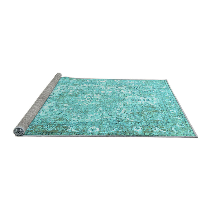 Sideview of Machine Washable Persian Light Blue Traditional Rug, wshtr1090lblu