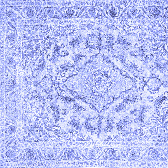 Square Machine Washable Persian Blue Traditional Rug, wshtr1091blu