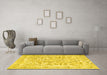 Machine Washable Persian Yellow Traditional Rug in a Living Room, wshtr1091yw