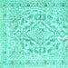 Square Persian Turquoise Traditional Rug, tr1091turq