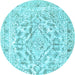 Round Persian Light Blue Traditional Rug, tr1091lblu