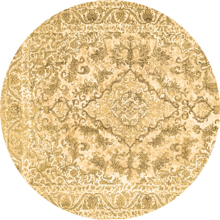 Round Machine Washable Persian Brown Traditional Rug, wshtr1091brn