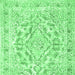 Square Machine Washable Persian Emerald Green Traditional Area Rugs, wshtr1091emgrn