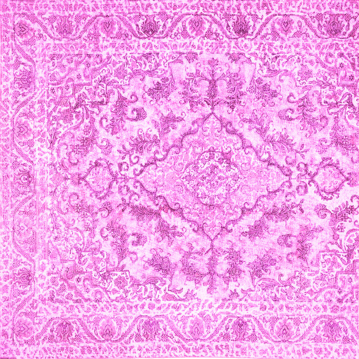 Square Machine Washable Persian Pink Traditional Rug, wshtr1091pnk