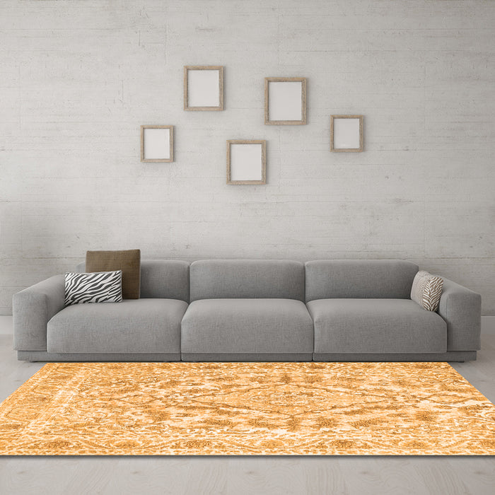 Machine Washable Persian Orange Traditional Area Rugs in a Living Room, wshtr1091org