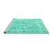 Sideview of Machine Washable Persian Turquoise Traditional Area Rugs, wshtr1091turq