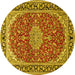 Round Medallion Yellow Traditional Rug, tr1092yw