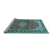 Sideview of Machine Washable Medallion Light Blue Traditional Rug, wshtr1092lblu