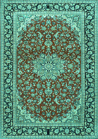 Medallion Turquoise Traditional Rug, tr1092turq