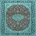 Square Medallion Light Blue Traditional Rug, tr1092lblu