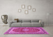 Machine Washable Medallion Pink Traditional Rug in a Living Room, wshtr1092pnk