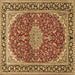 Square Medallion Brown Traditional Rug, tr1092brn