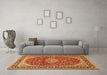 Machine Washable Medallion Orange Traditional Area Rugs in a Living Room, wshtr1092org