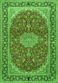 Medallion Green Traditional Rug, tr1092grn