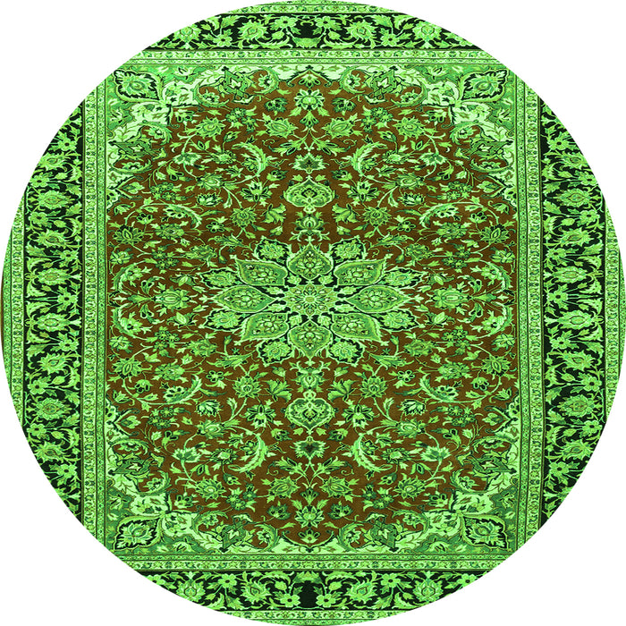 Square Medallion Green Traditional Rug, tr1092grn