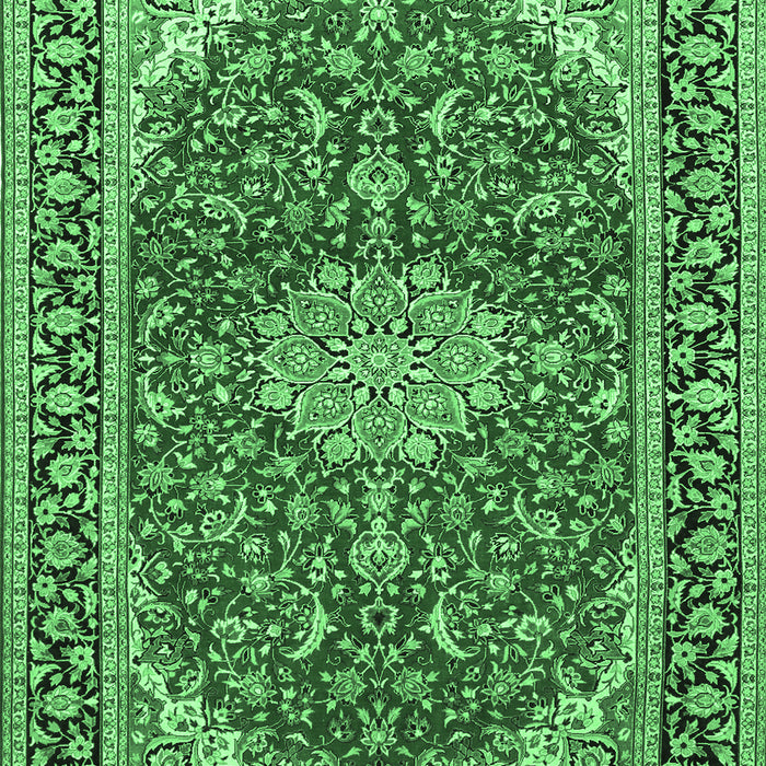 Machine Washable Medallion Emerald Green Traditional Area Rugs, wshtr1092emgrn