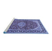 Sideview of Machine Washable Medallion Blue Traditional Rug, wshtr1092blu