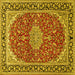 Square Medallion Yellow Traditional Rug, tr1092yw