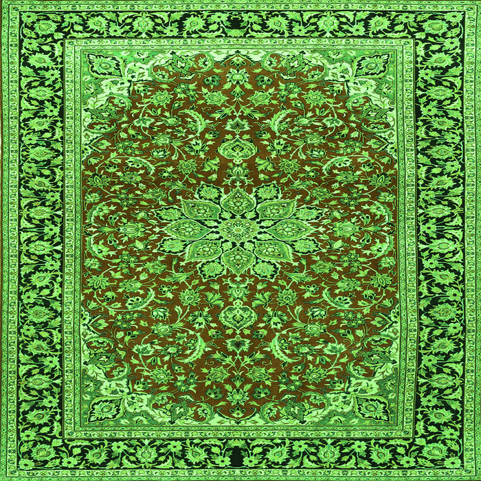 Serging Thickness of Medallion Green Traditional Rug, tr1092grn