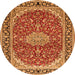 Machine Washable Medallion Orange Traditional Area Rugs, wshtr1092org