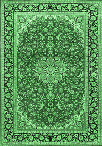 Medallion Emerald Green Traditional Rug, tr1092emgrn