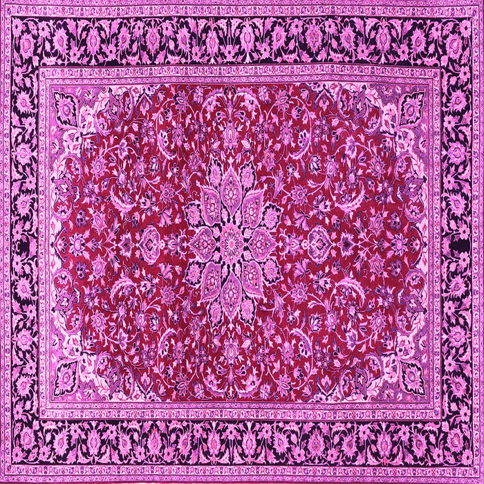 Square Machine Washable Medallion Pink Traditional Rug, wshtr1092pnk