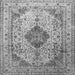 Round Machine Washable Medallion Gray Traditional Rug, wshtr1093gry