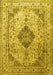 Machine Washable Medallion Yellow Traditional Rug, wshtr1093yw