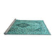 Sideview of Machine Washable Medallion Light Blue Traditional Rug, wshtr1093lblu