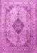 Machine Washable Medallion Pink Traditional Rug, wshtr1093pnk