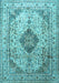 Machine Washable Medallion Light Blue Traditional Rug, wshtr1093lblu