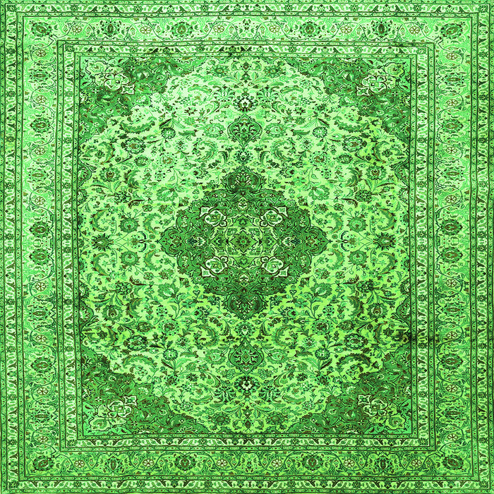 Serging Thickness of Medallion Green Traditional Rug, tr1093grn