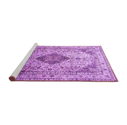 Sideview of Machine Washable Medallion Purple Traditional Area Rugs, wshtr1093pur