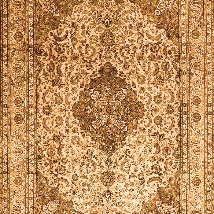 Serging Thickness of Machine Washable Medallion Orange Traditional Area Rugs, wshtr1093org
