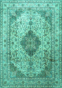 Medallion Turquoise Traditional Rug, tr1093turq