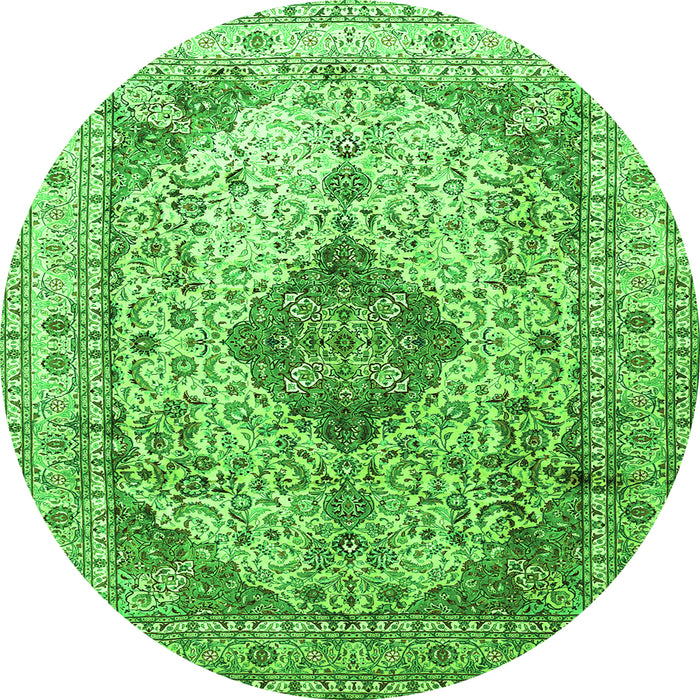 Square Medallion Green Traditional Rug, tr1093grn