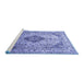 Sideview of Machine Washable Medallion Blue Traditional Rug, wshtr1093blu