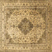 Square Machine Washable Medallion Brown Traditional Rug, wshtr1093brn