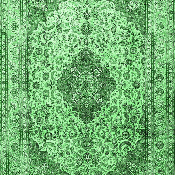 Machine Washable Medallion Emerald Green Traditional Area Rugs, wshtr1093emgrn