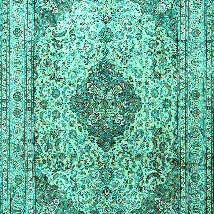 Machine Washable Medallion Turquoise Traditional Area Rugs, wshtr1093turq