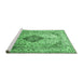 Sideview of Machine Washable Medallion Emerald Green Traditional Area Rugs, wshtr1093emgrn