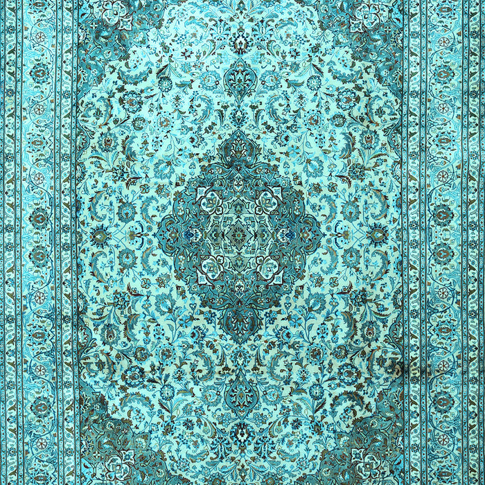 Medallion Light Blue Traditional Rug, tr1093lblu