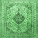 Square Medallion Emerald Green Traditional Rug, tr1093emgrn