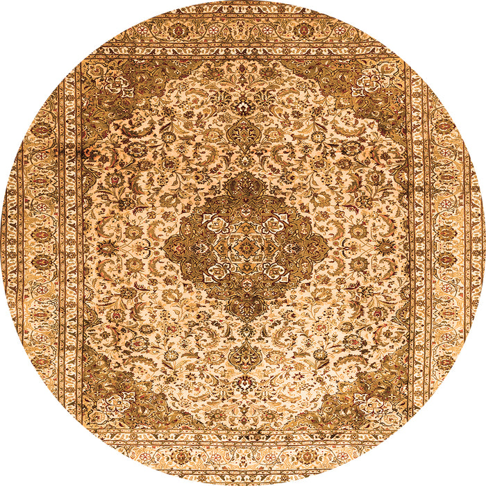 Square Medallion Orange Traditional Rug, tr1093org