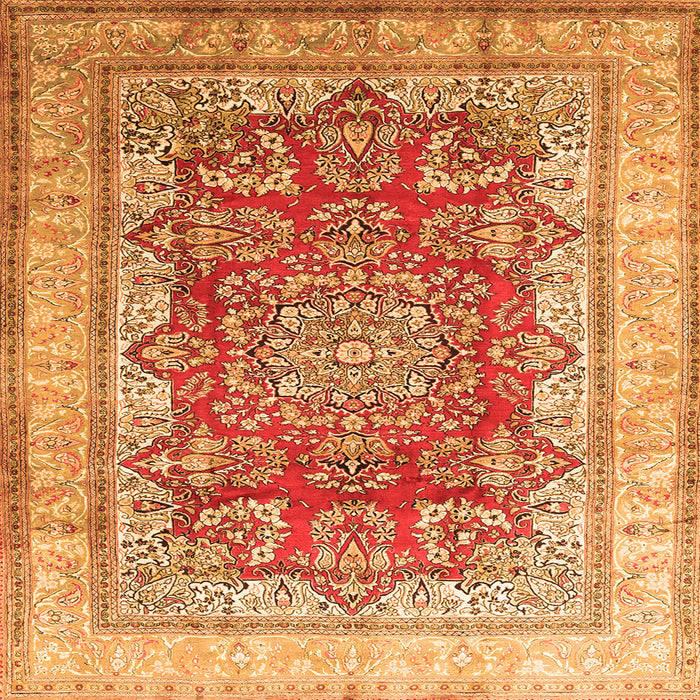 Round Machine Washable Persian Orange Traditional Area Rugs, wshtr1094org