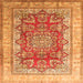 Round Machine Washable Persian Orange Traditional Area Rugs, wshtr1094org