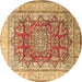 Round Machine Washable Persian Brown Traditional Rug, wshtr1094brn