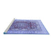 Sideview of Machine Washable Persian Blue Traditional Rug, wshtr1094blu