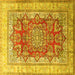 Square Machine Washable Persian Yellow Traditional Rug, wshtr1094yw